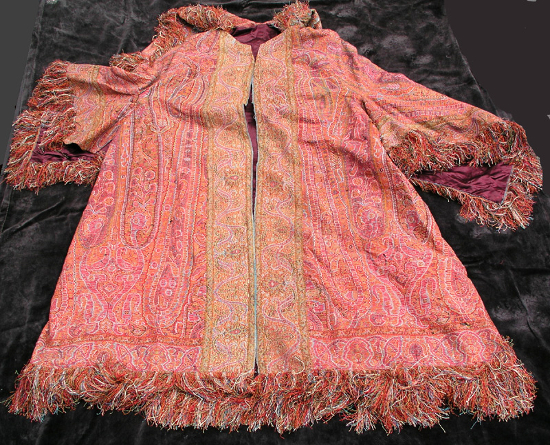 Fantastic Antique Kashmir Paisley Shawl Robe Hand Woven